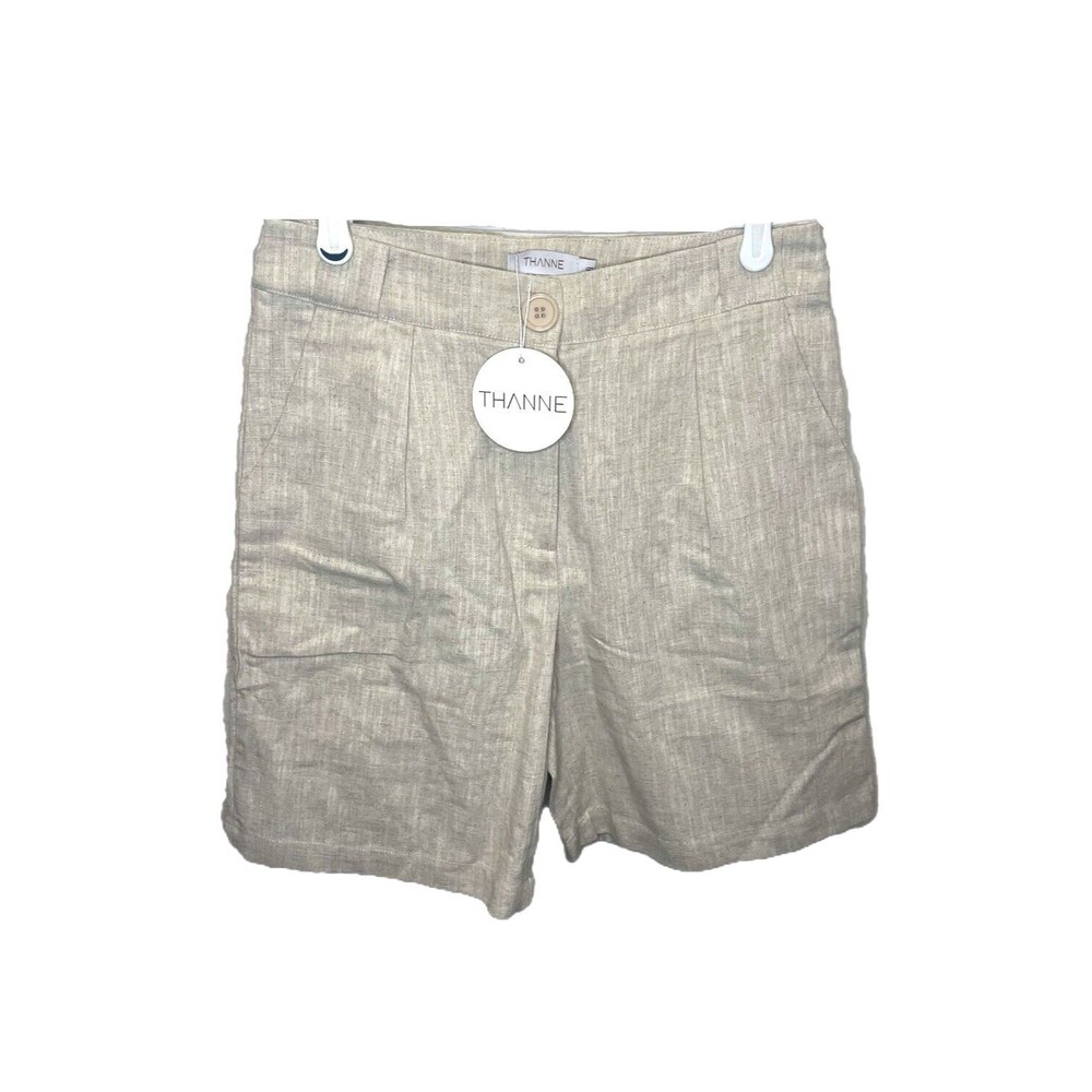 Thanne Linen Blend Shorts Beach Casual Tan Women 8 NWT